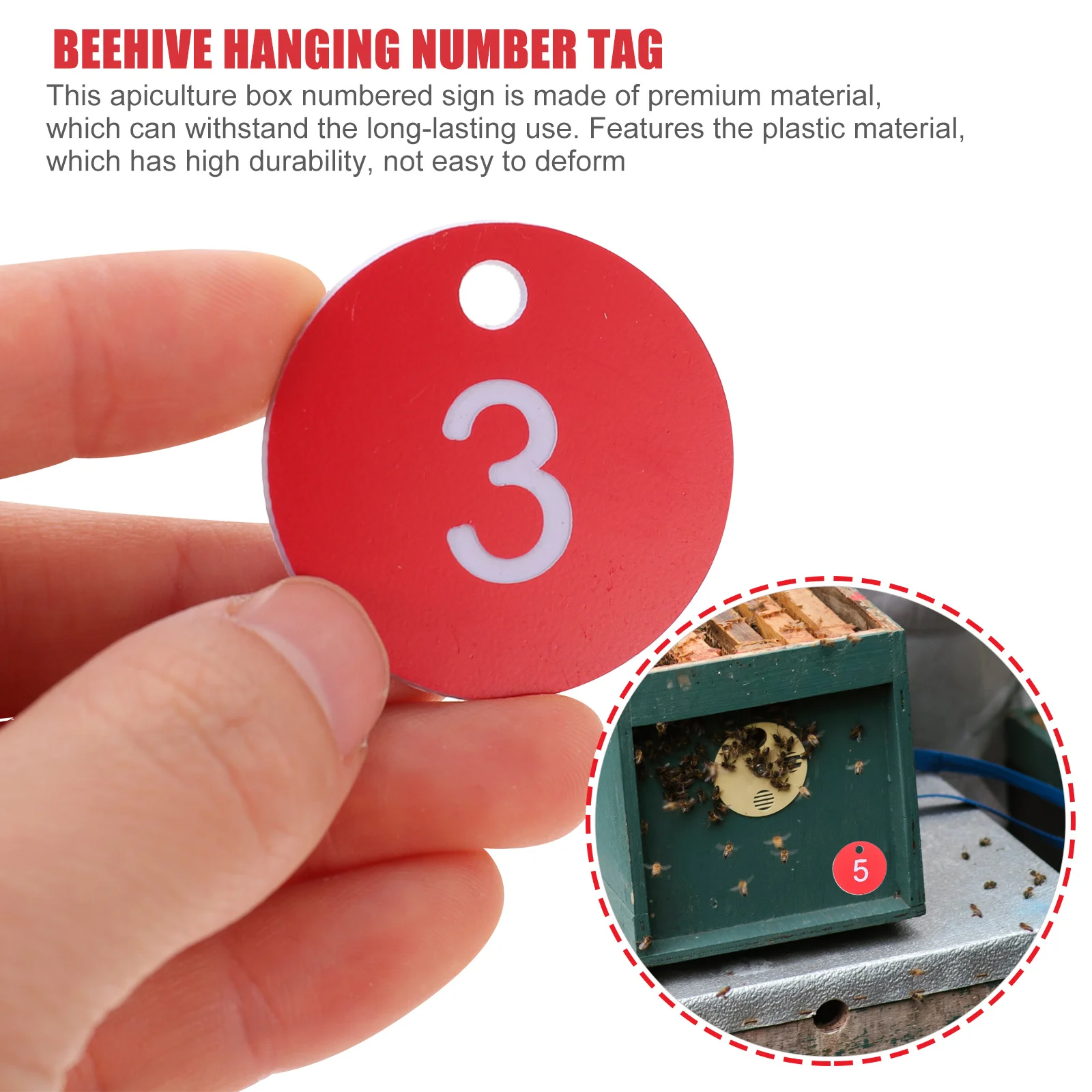 

20Pcs Beehive Number Tag Plastic Digital Sign Lightweight Portable Hanging Label 0-20 Numbered Marker for Beekeeping Equipment