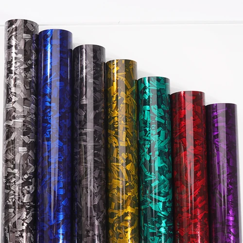 Imagen 2 del producto 50/30cm * 300cm de alto brillo negro oro plata rojo forjado película de vinilo de fibra de carbono en el capó vinilo adhesivo para pegatinas de coche