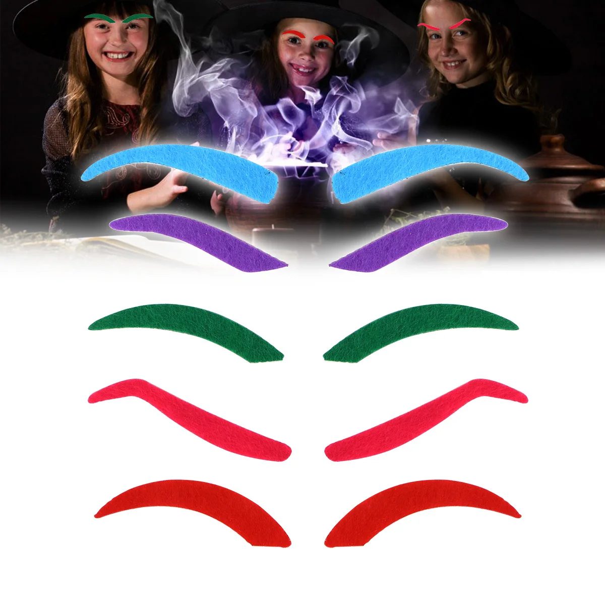 

5Pcs Fake Eyebrows Halloween Costume Accessory 4 Styles 5 Colors Fox Witch Corpse Funny Halloween Eyebrows Cosplay