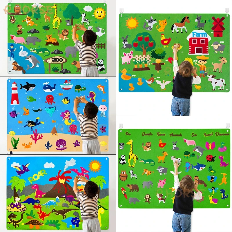 

Felt story boards children early educational science learning board infant training game Montessori cute animal toys for kids