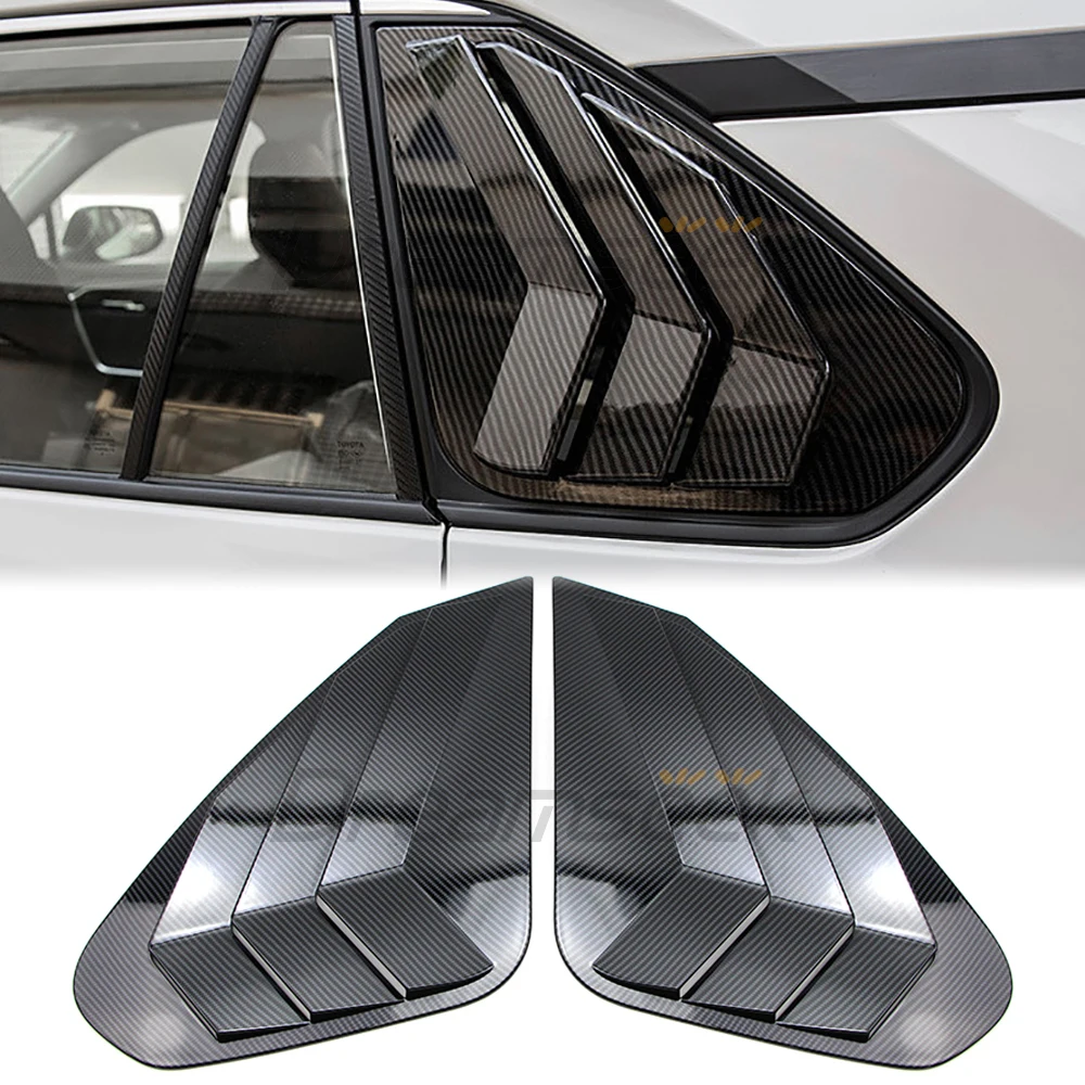 2PCs Carbon Fiber Style Exterior Rear Side Window Louvers Air Vent Cover For Toyota RAV4 XA50 2019 2020 2021 2022 2023 ABS