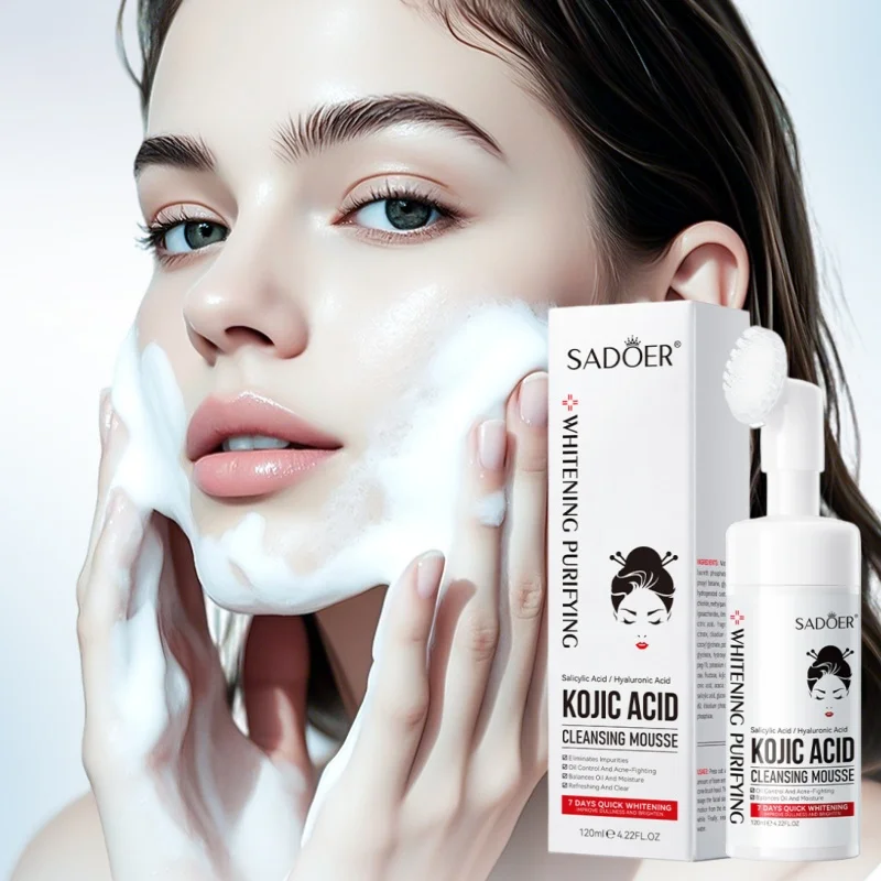 Kojic Acid Cleansing Mousse 120ml Brightening and Whitening Deep Cleansing Foaming Cleanser, Gently Cleanses the Skin Without Irritating It