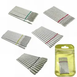 10 pçs prego fresa conjunto de diamante pedra elétrica manicure brocas broca do prego cutícula limpa bits rebarbas acessórios da arte do prego