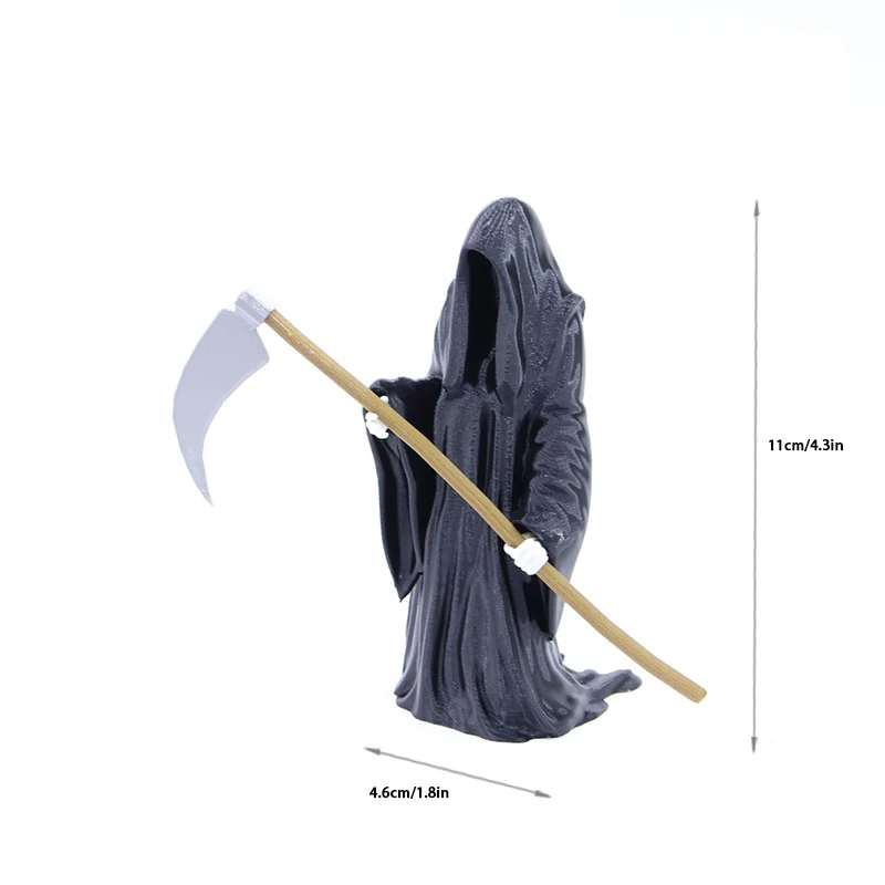 Nightcrawler Ornament Black Grim Reaper Statue Mini Devil Figurine Dollhouse Micro Landscape Decor Halloween Thrilling Robe