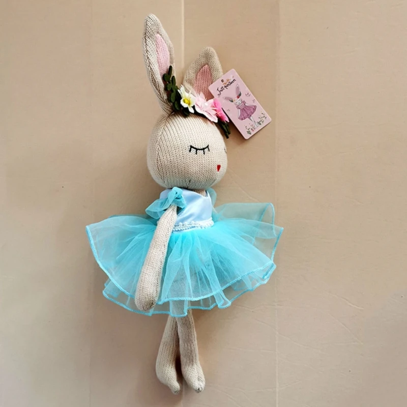 35cm Long-legged Kaninchen Puppen in Spitze Prinzessin Kleid Bunny Infant Beruhigende Puppe Baby Mädchen Schlafen Spielzeug Zimmer decor Kinder Geschenke