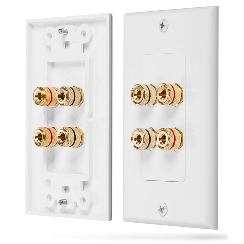 3X 4 Posts Speaker Wall Plate Home Theater Wall Plate Audio Panel For 2 Speakers