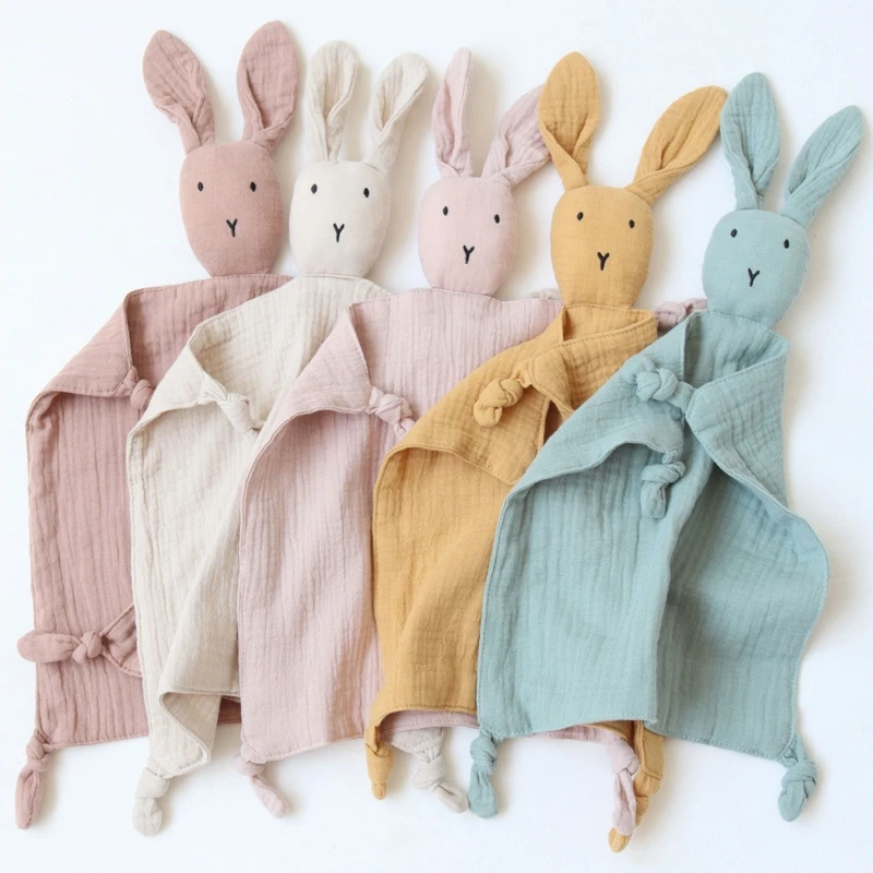 Soft Cotton Baby Towel Stuffed Bunny Soothe Appease Towel Plush Toy Newborn Sleeping Cuddle Blanket Baby Saliva Towel Face Towel