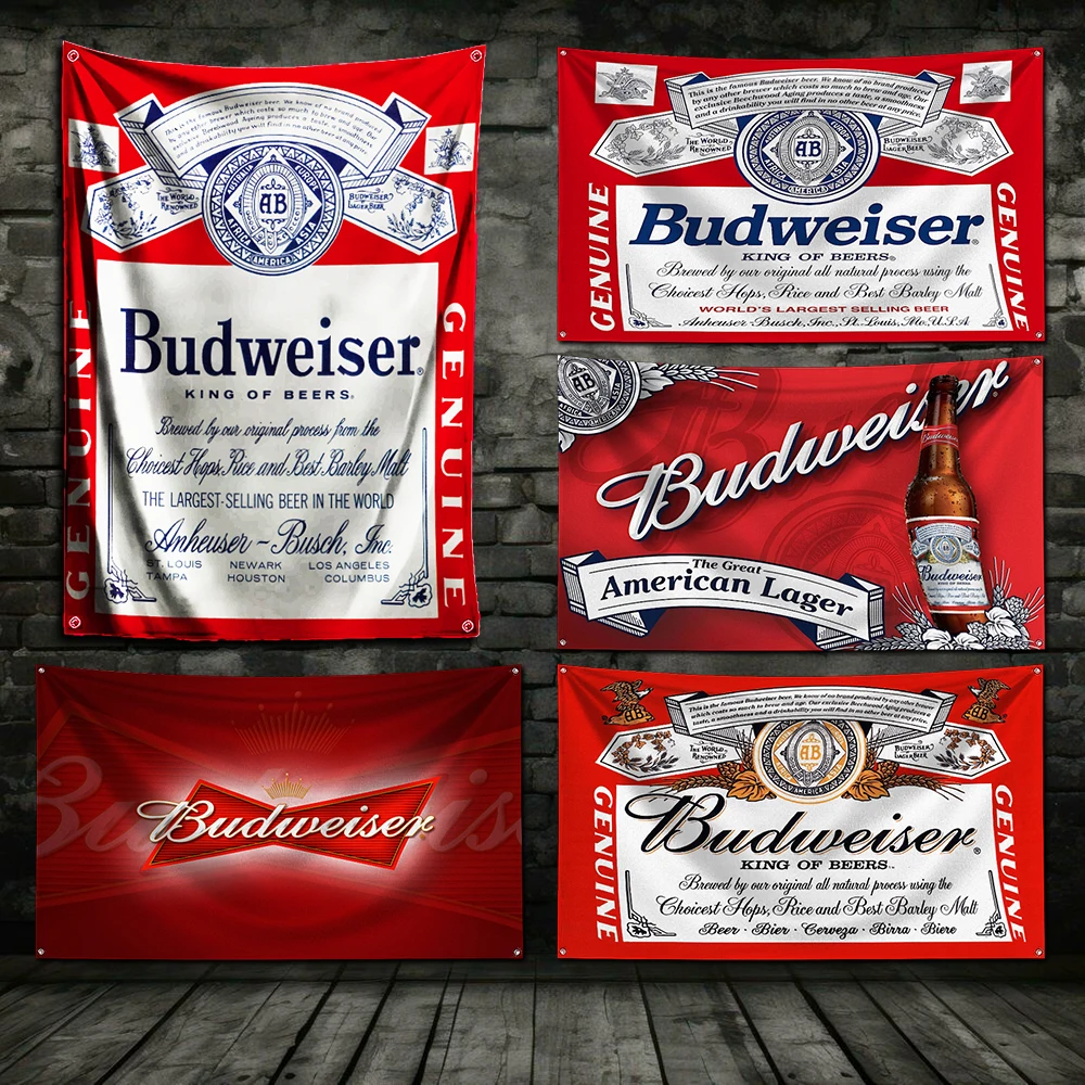 Beer B-budweisers Flag Polyester Digital Printing Banner for Garage Wall Art Out Door Decoration