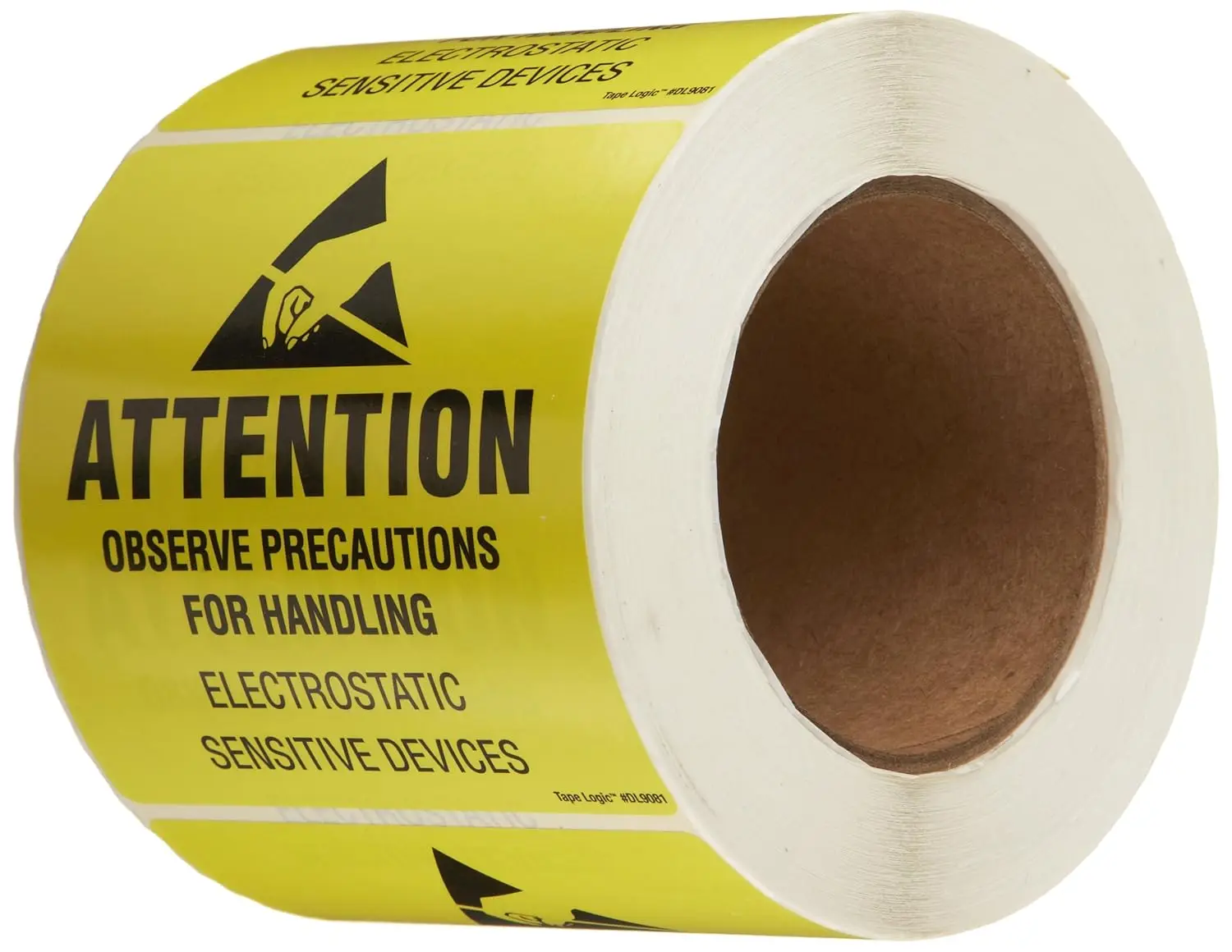

4" x 4","Attention Observe Precautions" Black/Yellow Warning Sticker, for Shipping, ling, Packing, and Moving (1 Roll