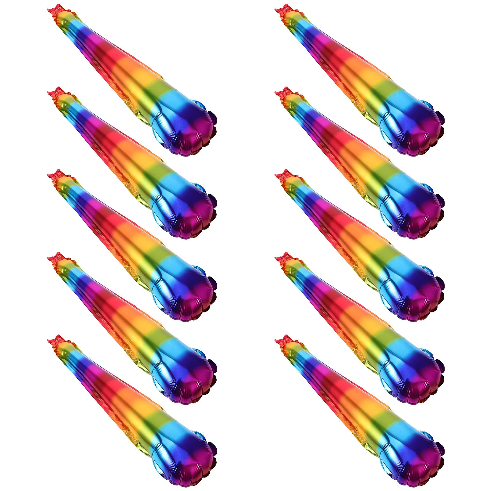 

10 Pcs 14 Inch Rainbow Balloon Sticks Lightweight Cheerleading Party Sports Accessories Inflatable Noisemakers Team Spirit