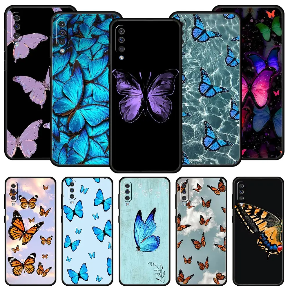 butterfly Phone Case For Samsung Galaxy A12 A32 A50 A70 A20E A20S A10 A10S A22 A30 A40 A42 A52 5G A02S A04s Soft Silicone Cover