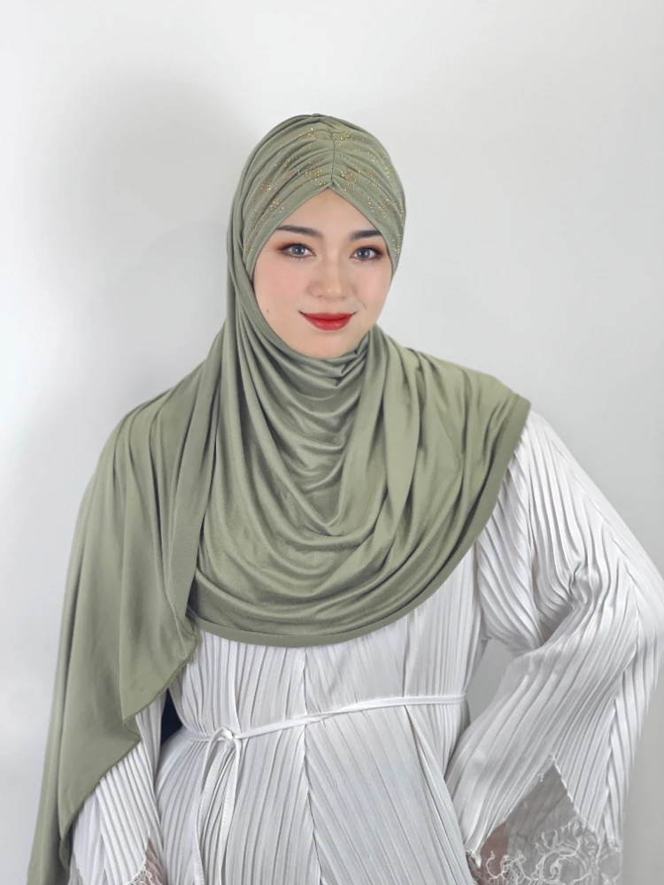 Muslim Prayer Hijab Women Headscarf Hijabs Multi-color Comfortable Brushed Solid Women\'s Malay Headscarf Strap Cover Long Scarf