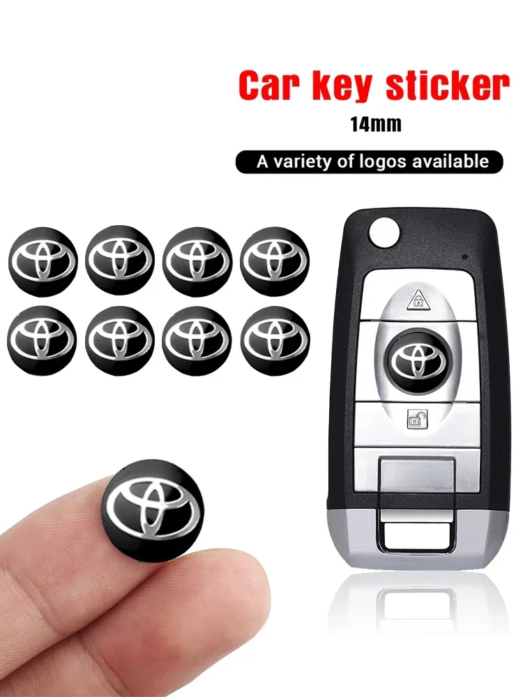 14mm Car Key Button Sticker Key Remote Fob 3D Badge Decal Decor For Corolla Camry Yaris Hilux Prius Auris Avensis C-HR FJ