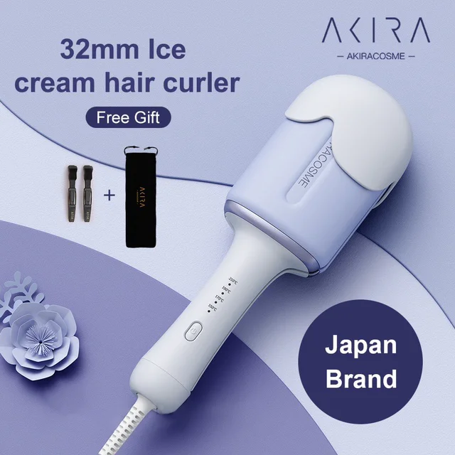 

AkiraCosme 32MM ceramic Ice Cream Hair Waver, Negative Ions Hair Curler for stytling