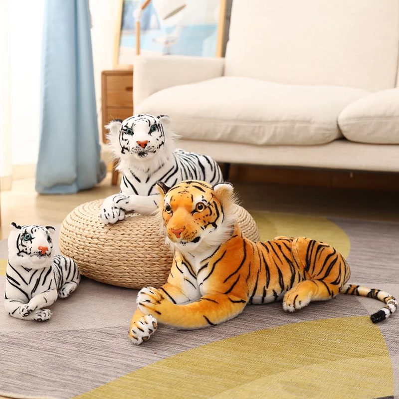 

1 pc 30cm Big Tiger Plush Toy Soft Stuffed Wild Animals Simulation White Tiger Jaguar Lifelike Doll Children Kids Birthday Gift