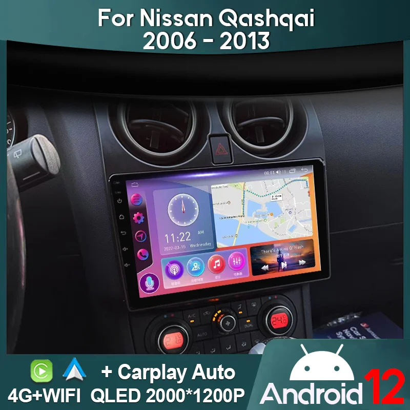 

MAMSM Car Radio For Nissan Qashqai 1 J10 2006-2013 Android 12 Multimedia Video Player GPS 4G Carplay Autoradio 2K QLED Head Unit