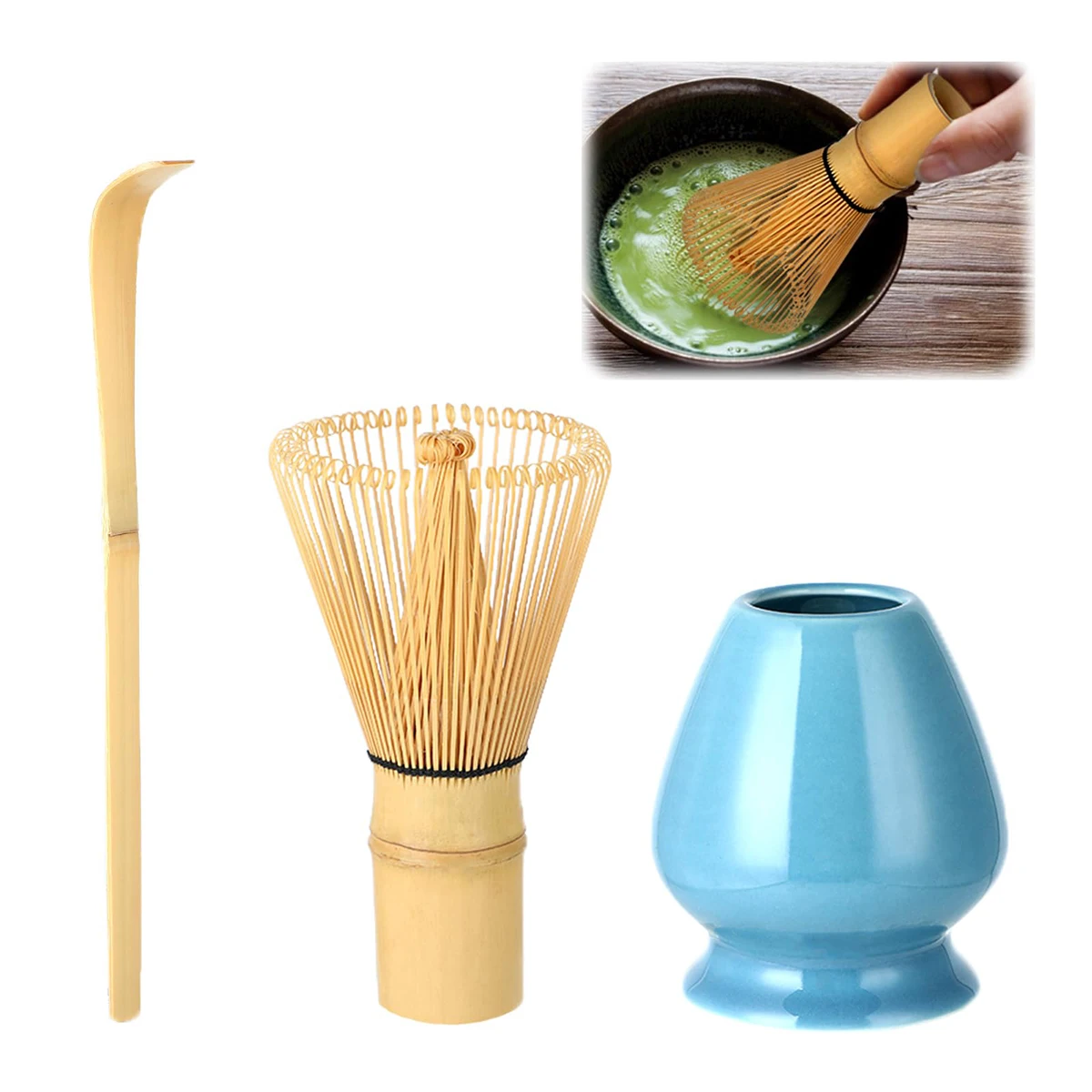 

3pcs/set Tea Brush Matcha Stirring Brush Tea Brush Stand Japanese Tea Ordering Tools 3pcs Tea Spoon Tea Holder Supplies Bar