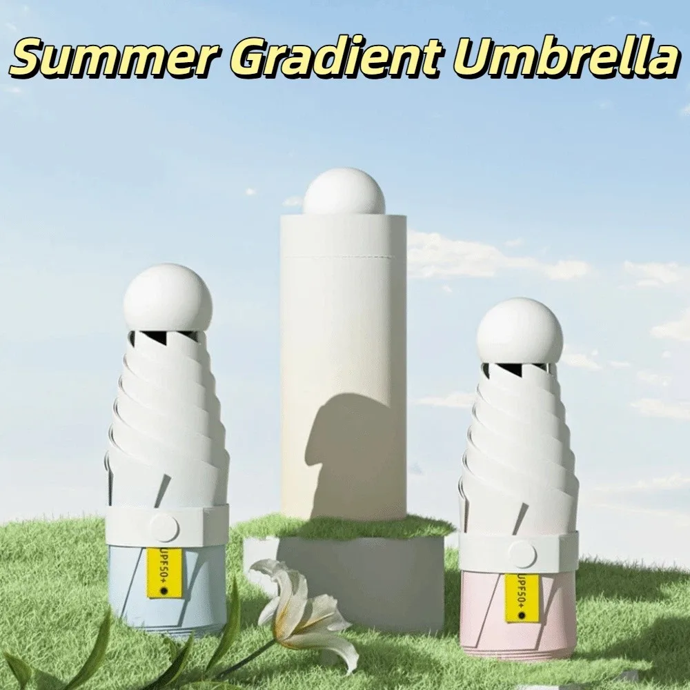 Gradient Color Pocket Rain Umbrella Ultralight Ultraviolet Protection Sun Umbrella Dual Use Wind Resistant Sun Shade Umbrella