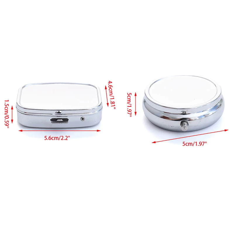 1Pc Waterproof Metal Pill Organizer Portable Round Square Pill Box Pill Container Weekly Pill Splitter Box