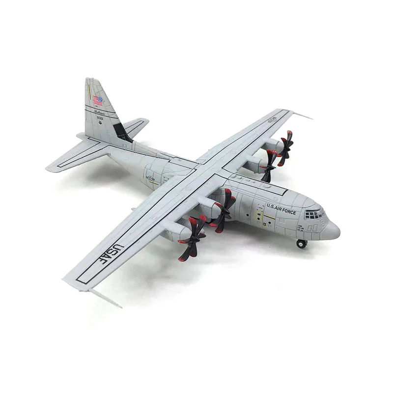 Diecast Scale 1:200 US Air Force C-130J Super Hercules Transport Aircraft Simulation Alloy Aircraft Model Decoration Toy Gift