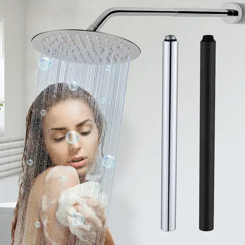 Universal Shower Extension Arm Durable Stainless Steel 30cm Round Shower Extension Rod Shower Pipe Bathroom Accessories 1PC