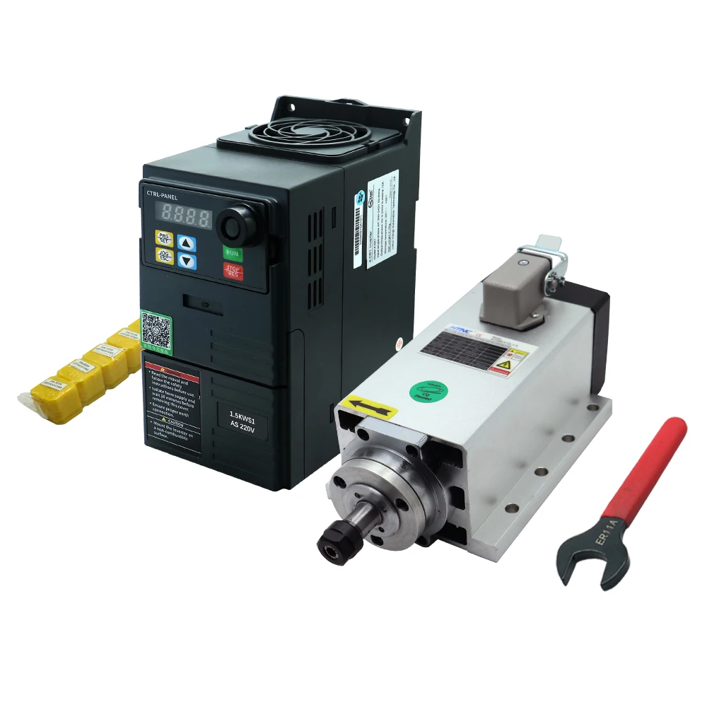 Heiß begehrter 2,2KW CNC-Spindelmotor 110V / 220V ER20 Spindel 0,9Nm 24000RPM + 2200W Frequenzumrichter 50/60Hz + ER20A Schlüssel + 15 Stück ER20 Spannzangen