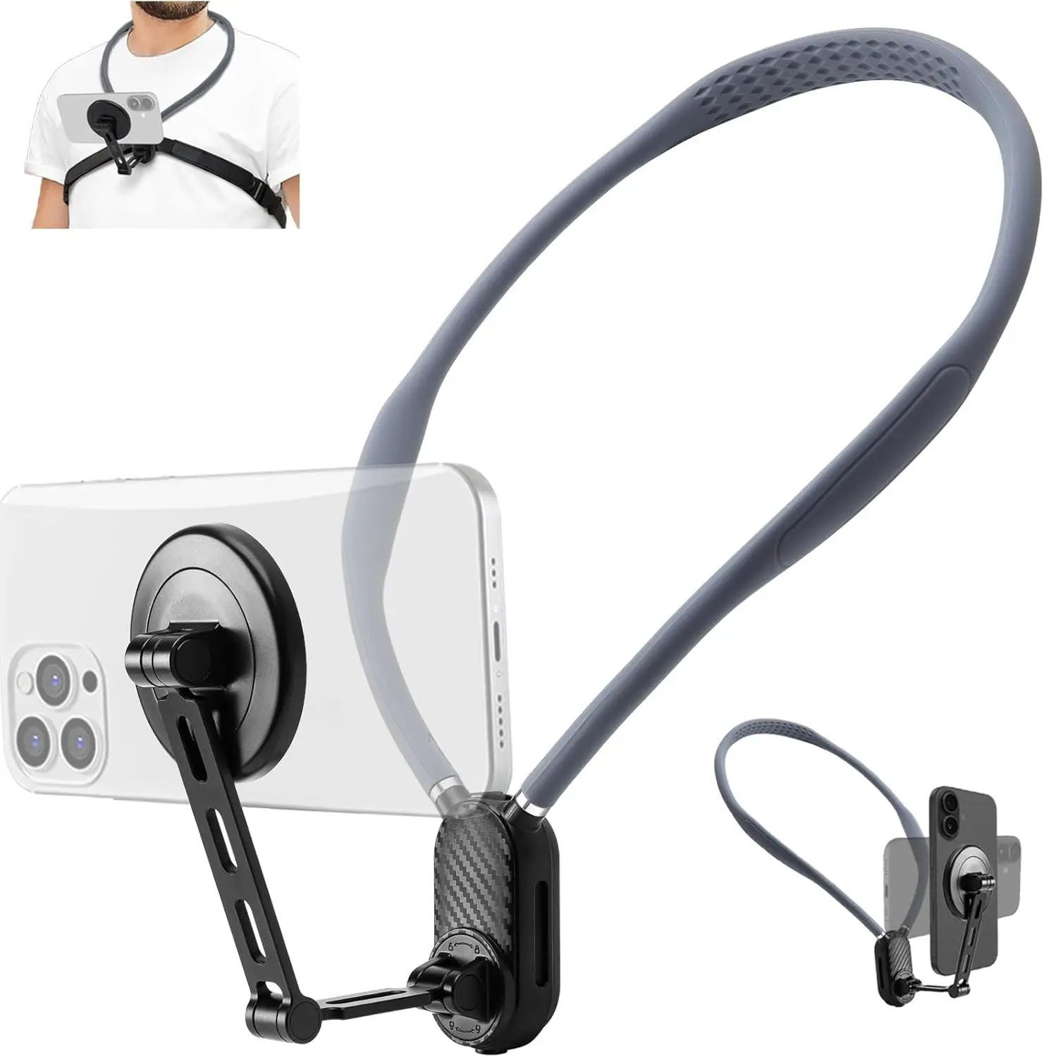 

Magnetic Neck Phone Mount, Adjustable Chest Strap Neck Phone Holder for Recording, Hands Free POV/Vlog Phone Video Filming