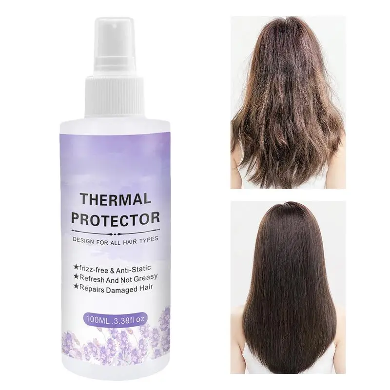 100ml Heat Protect Spray Leave-in Heat Primer Thermal Heat Protection Spray Hair Mist Curly Perm Quick Styling Non-washing