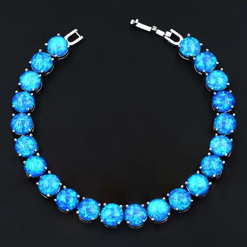 Amazing Round Blue Opal Tennis Bracelets for Lady's Gift