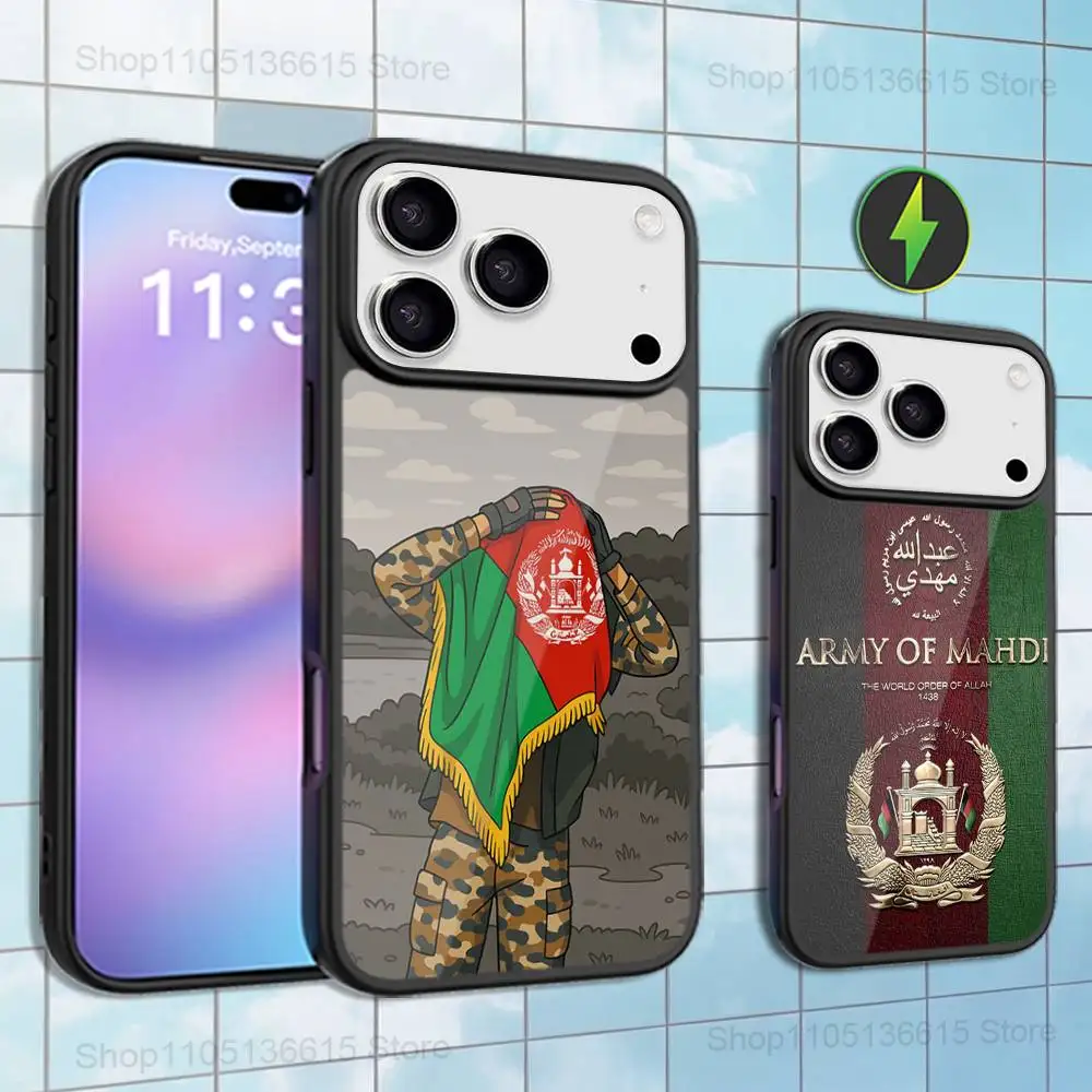 حافظة هاتف فنية بعلم أفغانستان لهواتف iPhone 16,15,17,14,13,12,11,Pro,Max,Plus,Air Mini,Magsafe,حافظة شحن لاسلكية مغناطيسية