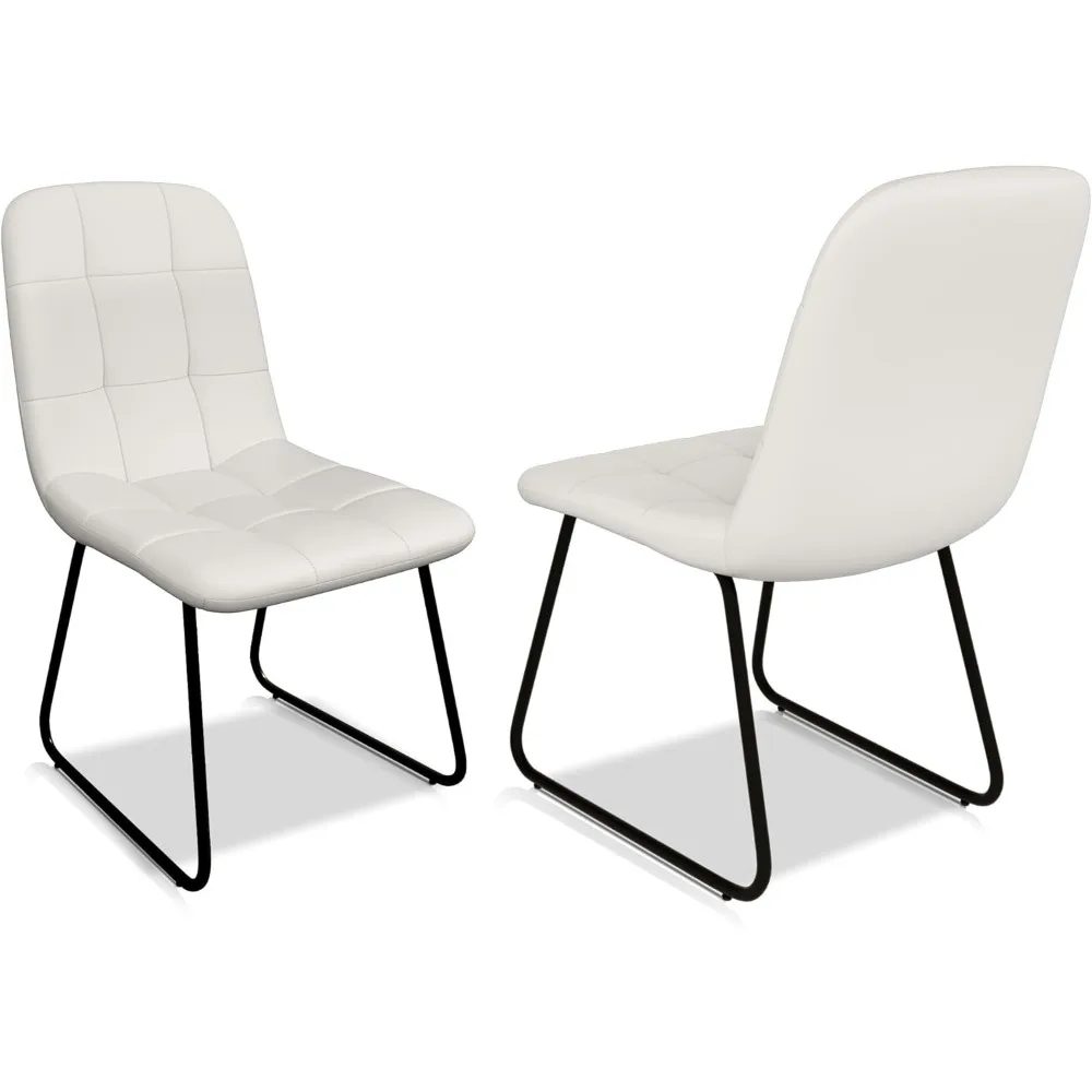 

Dining Chairs, Modern Kitchen Faux Leather Dining Room Chairs for Kitchen Living Dining Room (2 White)