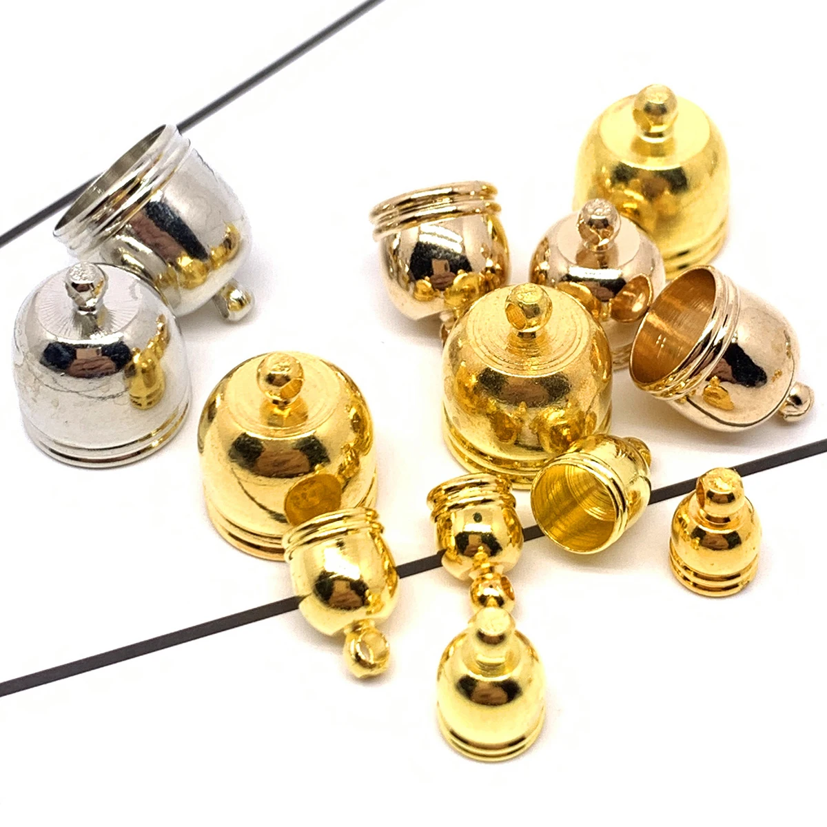 20-100 Stück 4-12mm Endkappen für Quasten, runde Crimp-Endkappen für Halsketten, Anhänger, Schmuckherstellung, Zubehör – Detail 1