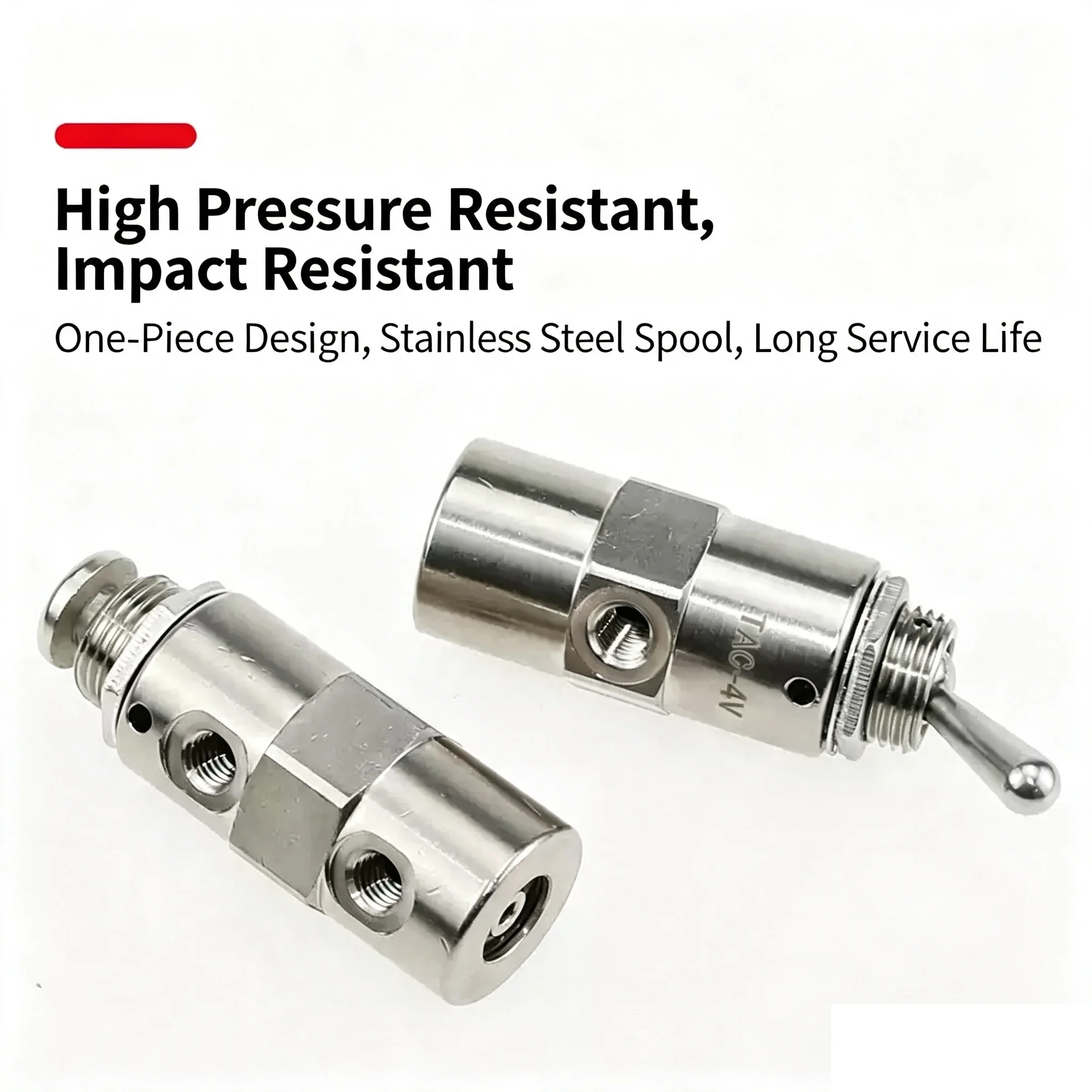 2 Position 5 Way Self-locking Toggles switch w Fiittings Cylindrical Air Pneumatic Mechanical Valve TAC2-4V Exhaust valve