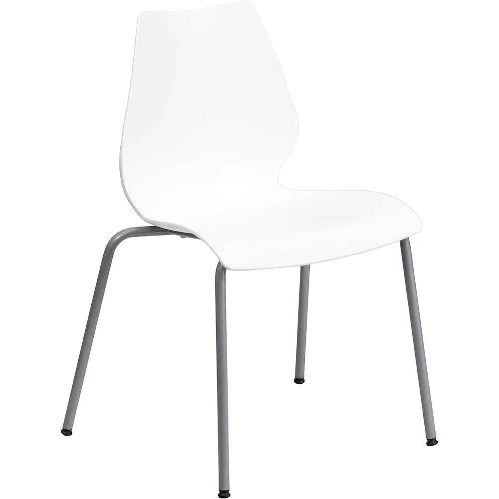 

Series 770 lb. acity White Stack Chair with Lumbar Support and Silver