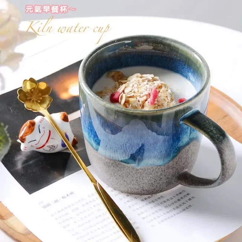 Japanese Creative Ceramic Pottery Mug Kiln Retro Porcelain Drinking Water Cup Milk Coffee Household Cups Breakfast Tea Mugs