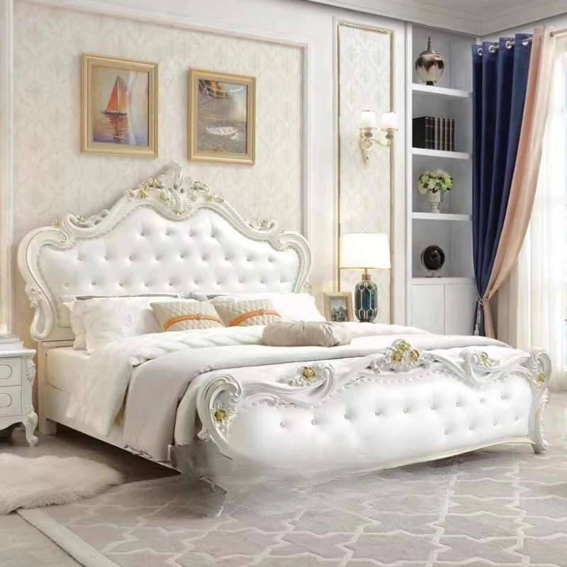 

Glamorous High End Double Bed Aesthetic Whitr Full Size Twin Bed Frame European Multifunctional Cama Box Casal Nordic Furniture