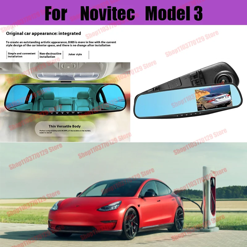 For Novitec Model 3 High definition dual lens driving recorder with front and rear dual recording reverse images Car dvr