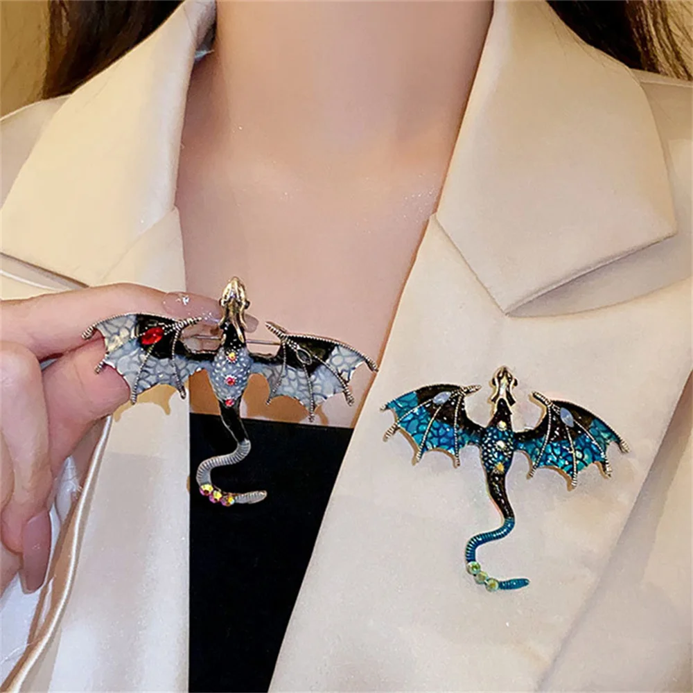 2025 Europe and the United States Explosive Enameled Dragon Brooch Manufacturers Custom Diamond-encrusted Animal Pins Cross-bord