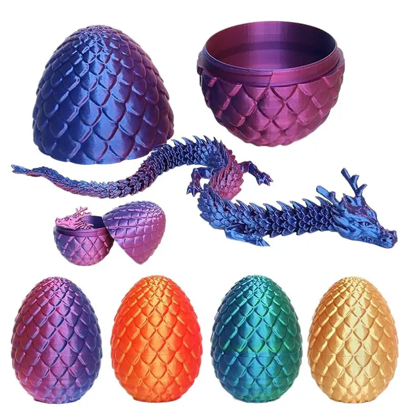 Figurine de dragon articulée imprimée en 3D, 30 cm, avec œuf de dragon, statue de bureau pour la décoration intérieure de la maison, cadeau artisanal