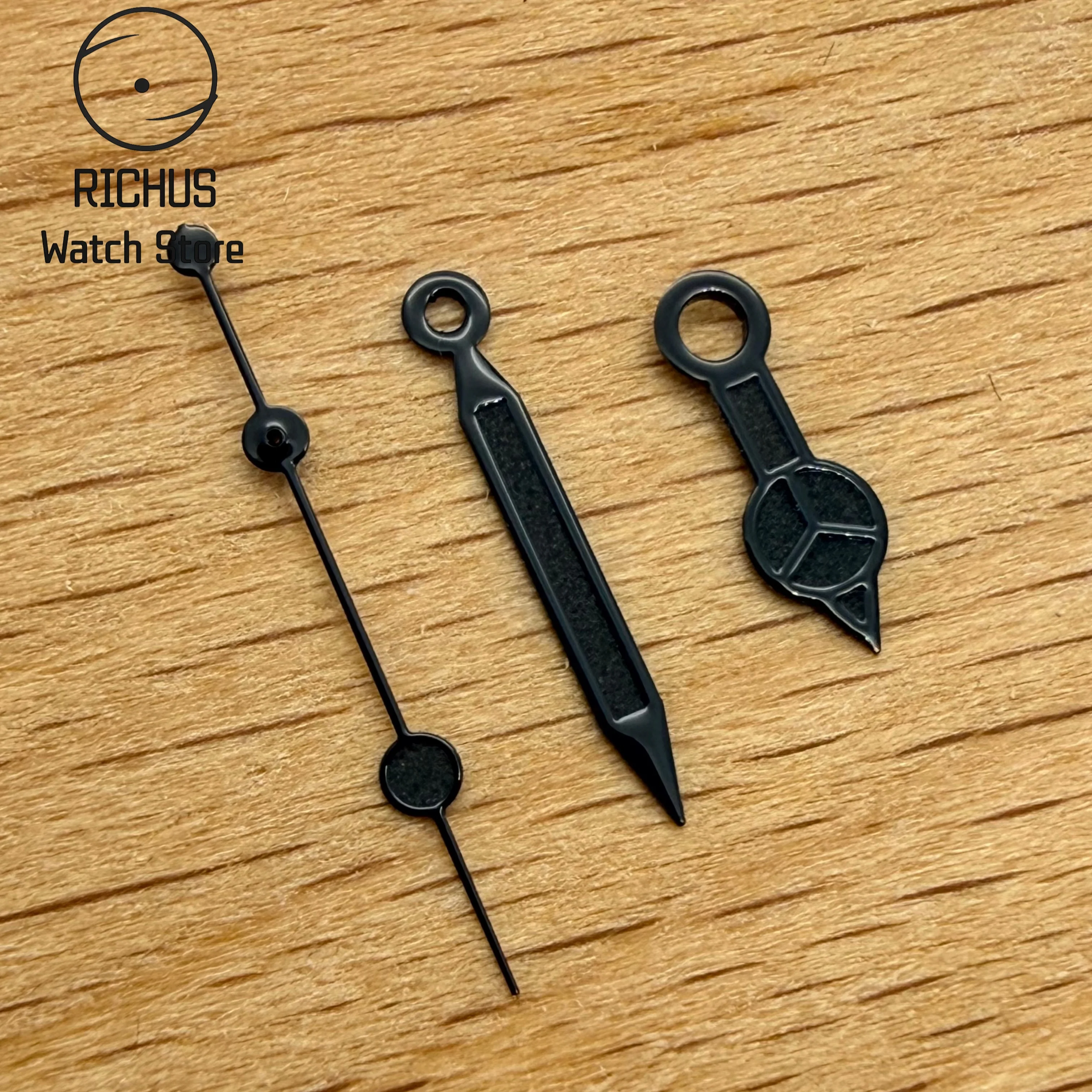 Black Watch Hands Set Green Luminous For NH35 NH36 ETA2824 2836 PT5000 Miyota 8205 8215 821A Movement Parts