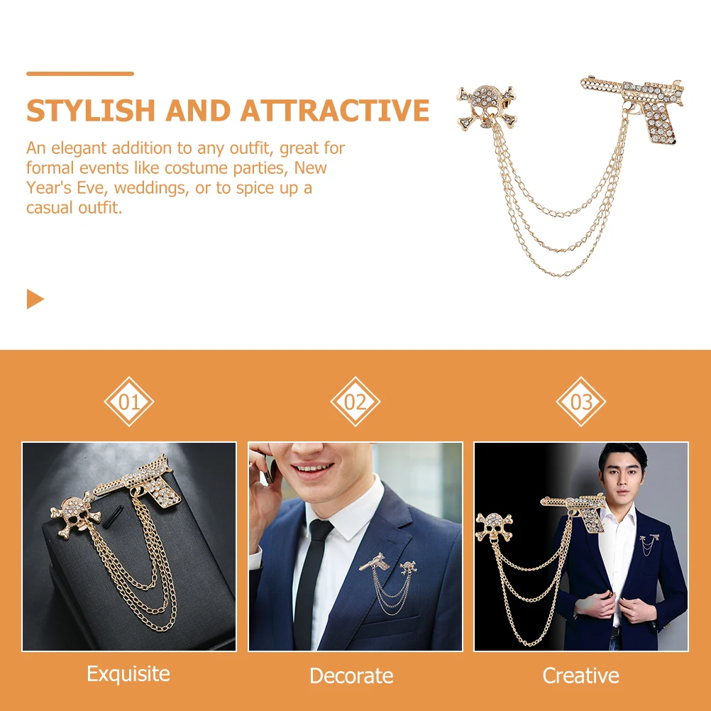 حجر الراين الجمجمة بروش دبوس للرجال النساء البدلة اكسسوارات فستان كليب التلبيب دبوس طوق سلسلة سترة كليب دبابيس الموضة #2