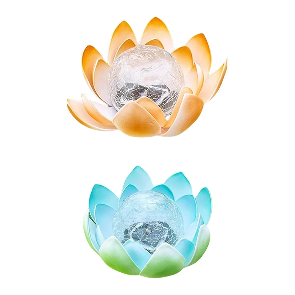 Solar Powered Decorative Cracked Ball Lotus Light Waterproof Crackling Globe Lotus Lamp 600mAh for Home Yard Decor