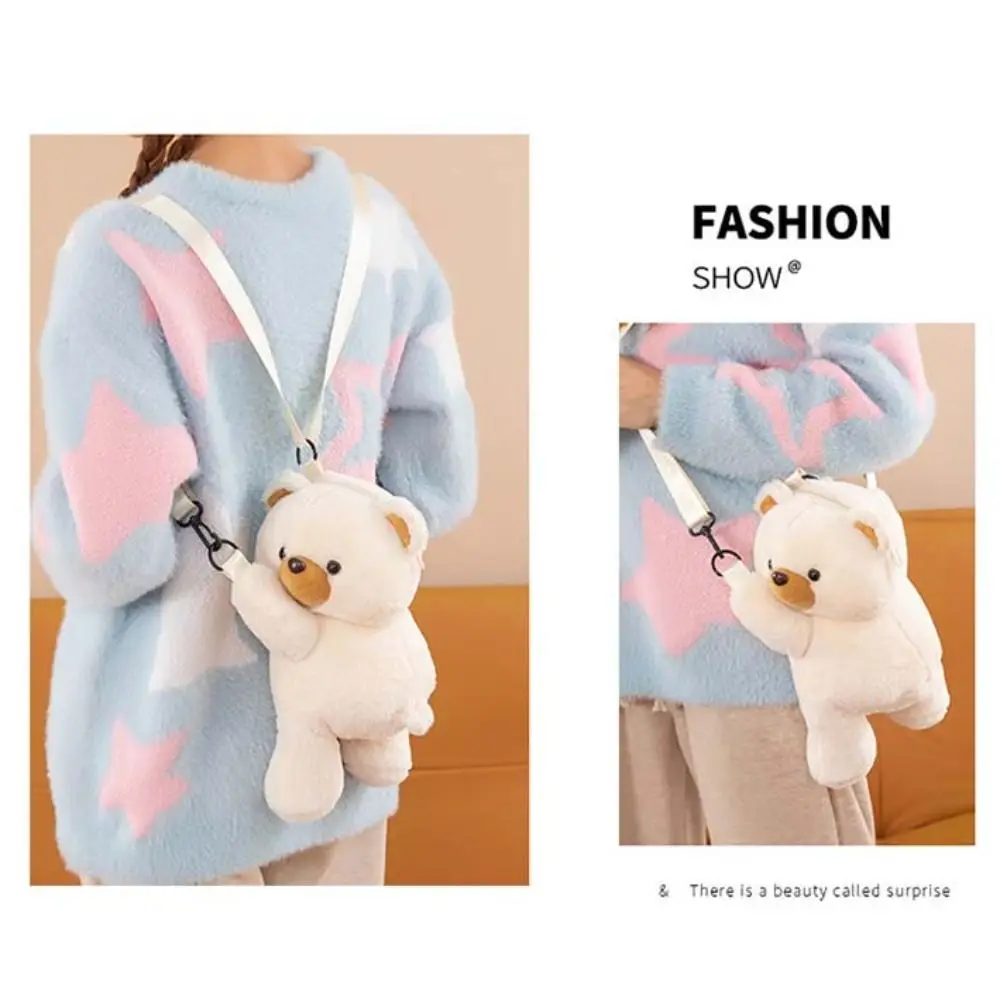 Simple Plush Toy Bear Crossbody Bag Doll JK Lolita Children Backpack Large Capacity Animal Shoulder Bag Students