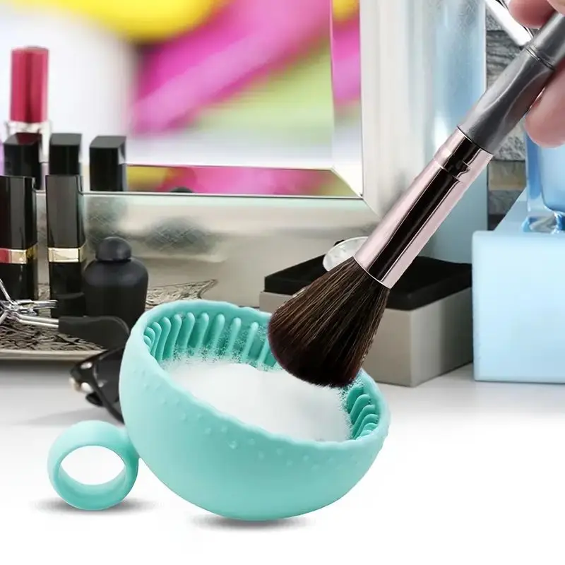 Nettoyeur de pinceaux de maquillage à nettoyage rapide, épurateur en Silicone de qualité supérieure et bol antidérapant, nettoyage en profondeur sans effort pour tous les faces, 1 pièce