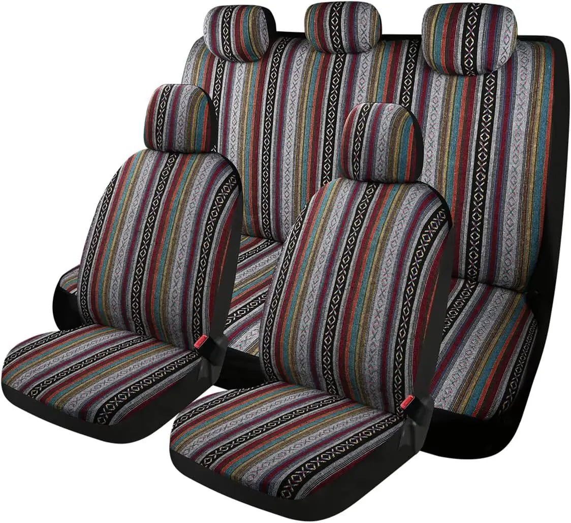 

Car Interior Accessories Fabric Car Seat Covers Full Set Pink Striped Car Protectors Car Sitting Cushion Accessories for Car