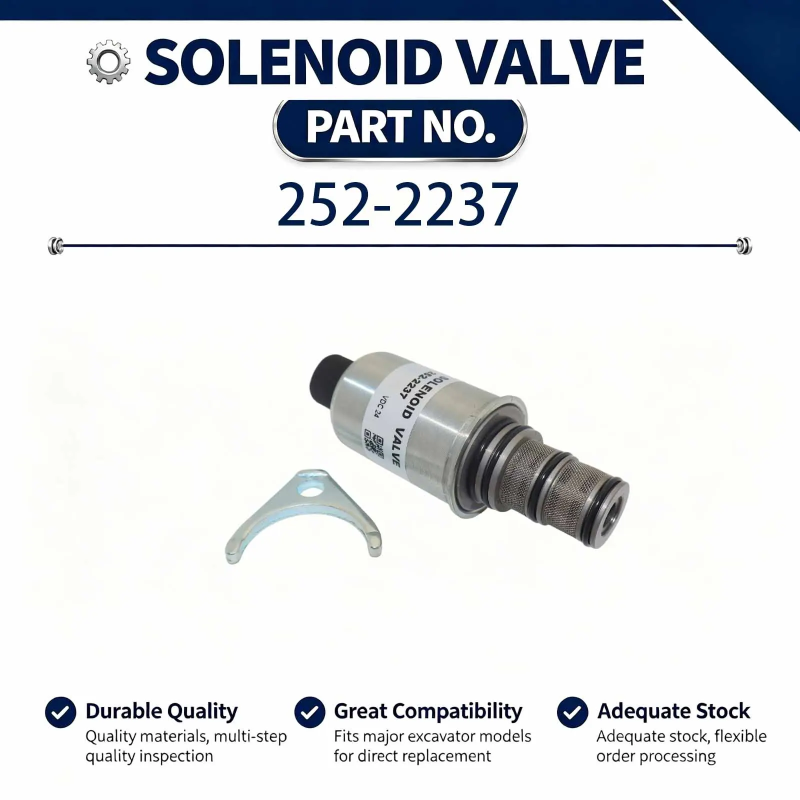New 252-2237 2522237 24V Hydraulic Solenoid Valve Compatible for Caterpillar CAT PL61 Pipe hanging machine