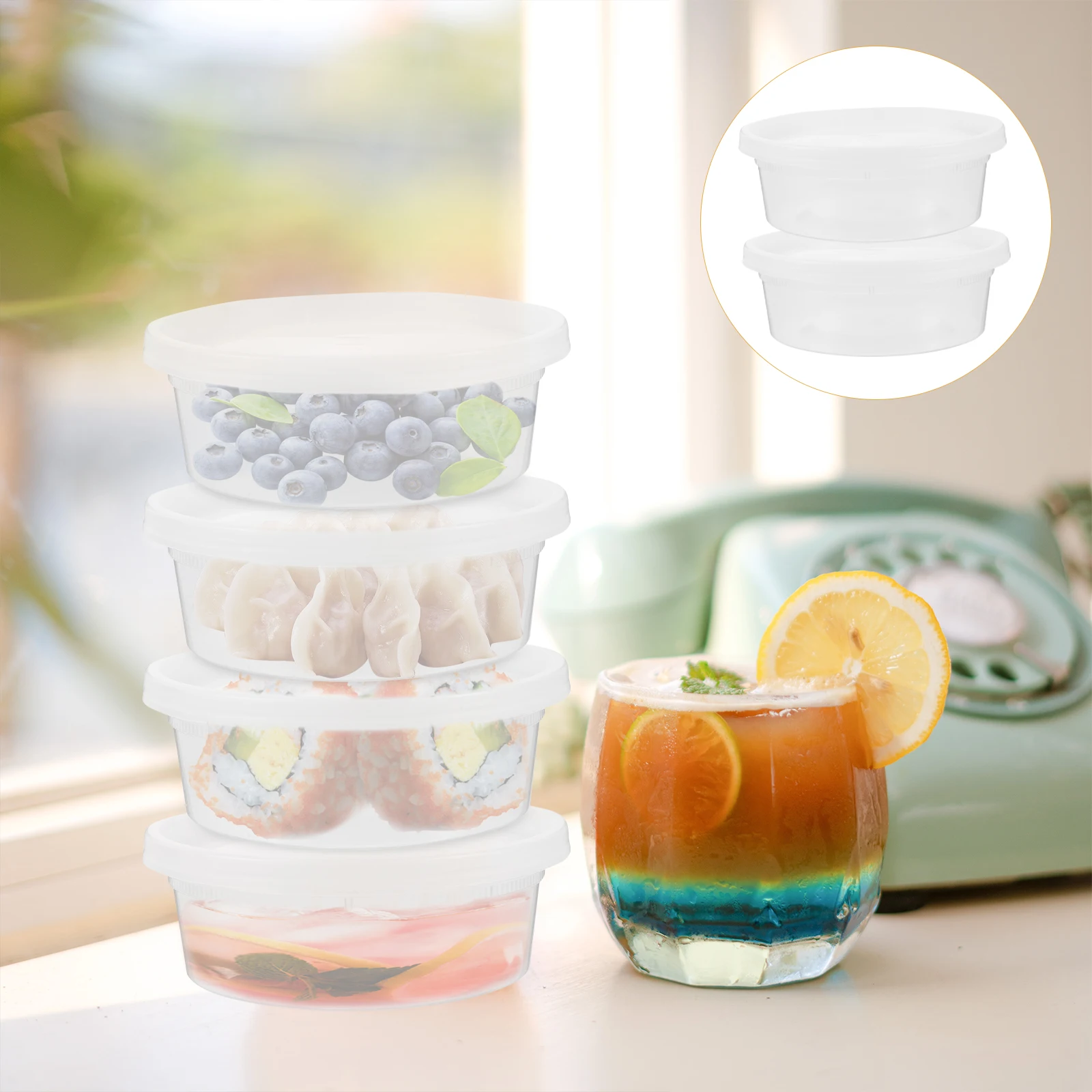 

20 Pcs Food Storage Containers Portion Cups with Lids Dressing Meal Prep Sauce Condiment Cover Reusable