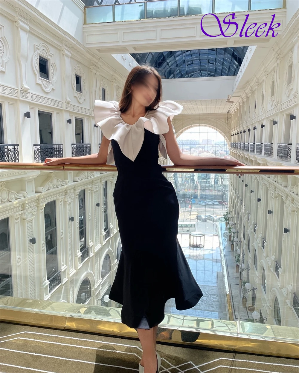 Personalizado sexy o-pescoço contraste cor vestido de noite luxo sereia vestido de baile temperamento rendas até voltar vestidos de ocasião especial