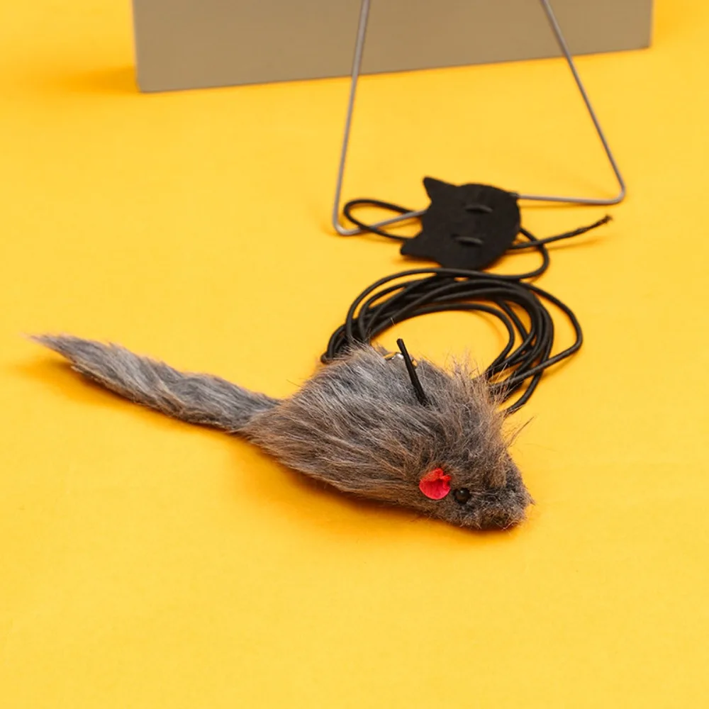 

Triangle Hook Simulation Mouse Elastic Rope Adjustable Hanging Door Squeaky Retractable Cat Interactive Mental Exercise