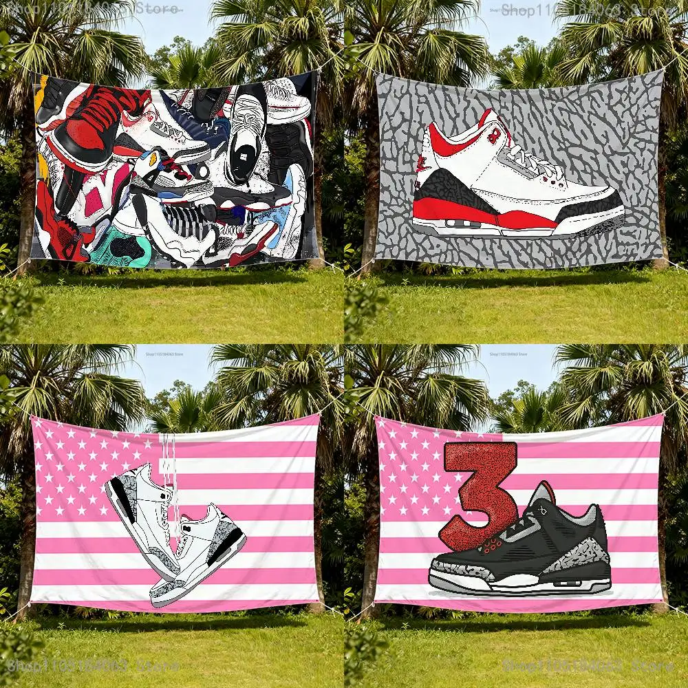 

Fashoin Basketball Shoe American Flag Tapestry Banner For Bedroom Outdoor Living Room Restaurant Bar Wall Decor Party